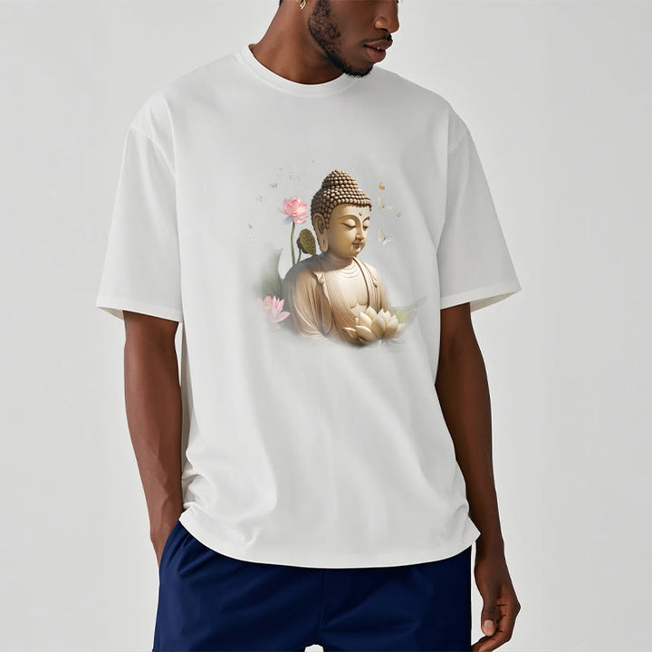 Buddha Stones Lotus Butterfly Meditation Buddha Tee T-shirt