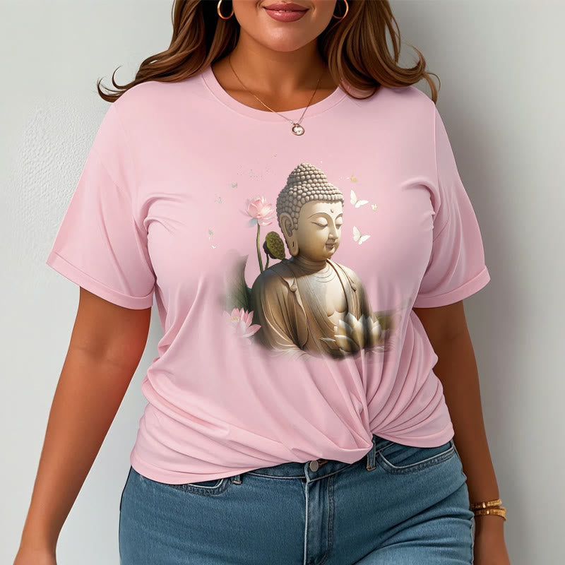 Buddha Stones Lotus Butterfly Meditation Buddha Tee T-shirt