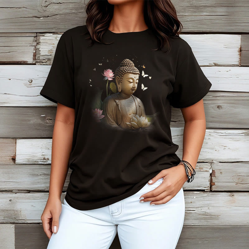 Buddha Stones Lotus Butterfly Meditation Buddha Tee T-shirt - image 7