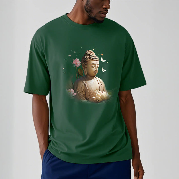 Buddha Stones Lotus Butterfly Meditation Buddha Tee T-shirt