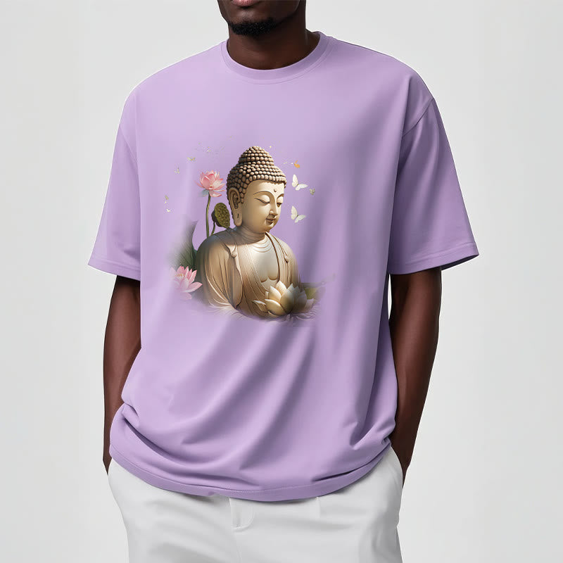 Buddha Stones Lotus Butterfly Meditation Buddha Tee T-shirt