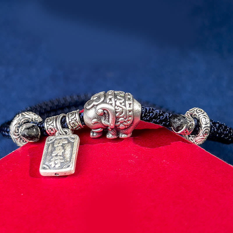 Buddha Stones 925 Sterling Silver Elephant Safe And Well Amulet Charm Strength Bracelet - image 2