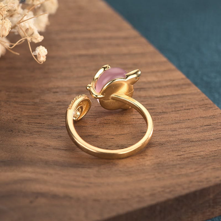 Buddha Stones Cat's Eye Copper Fox Love Ring