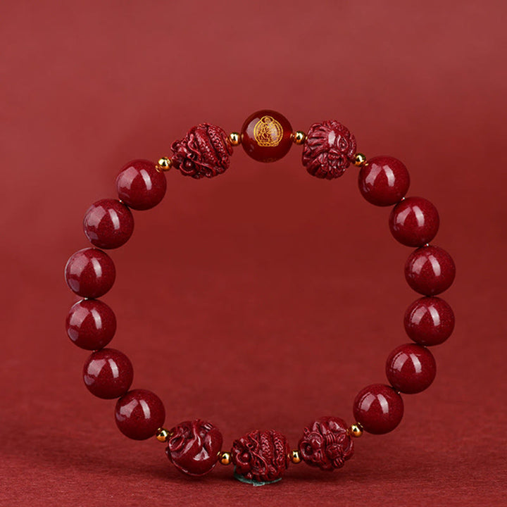 Buddha Stones Chinese Zodiac Cinnabar Keep Away Evil Spirits Blessing Bracelet