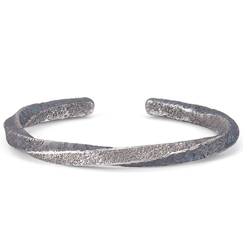 Buddha Stones Retro 999 Sterling Silver Möbius Loop Eternal Love Cuff Bracelet Bangle