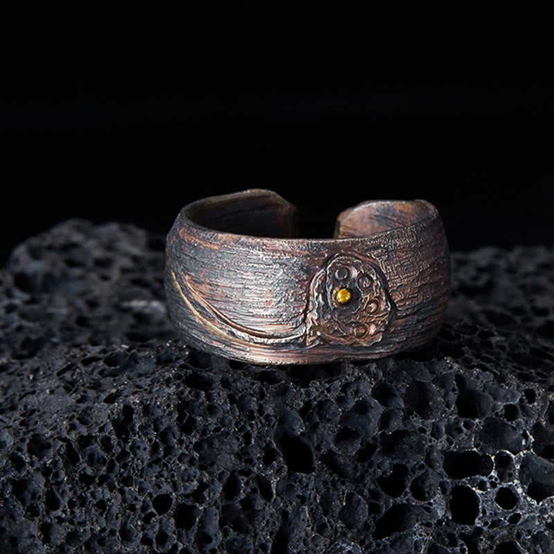 Buddha Stones Retro 999 Sterling Silver Copper Adjustable Protection Ring - image 1