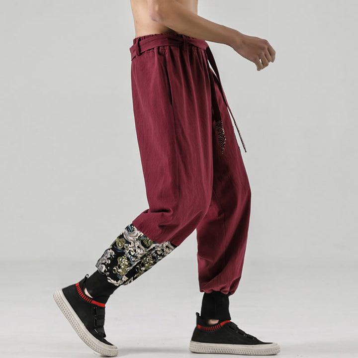 Buddha Stones Ocean Waves Lace-up Men's Harem Pants With Pockets - image 16