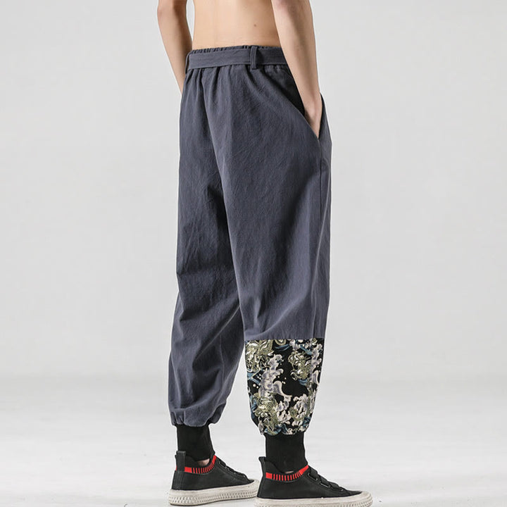 Buddha Stones Ocean Waves Lace-up Men's Harem Pants With Pockets - image 23