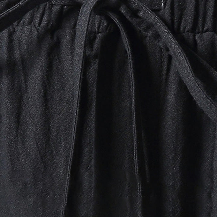 Buddha Stones White Crane Embroidery Design Drawstring Men's Harem Pants With Pockets - image 11