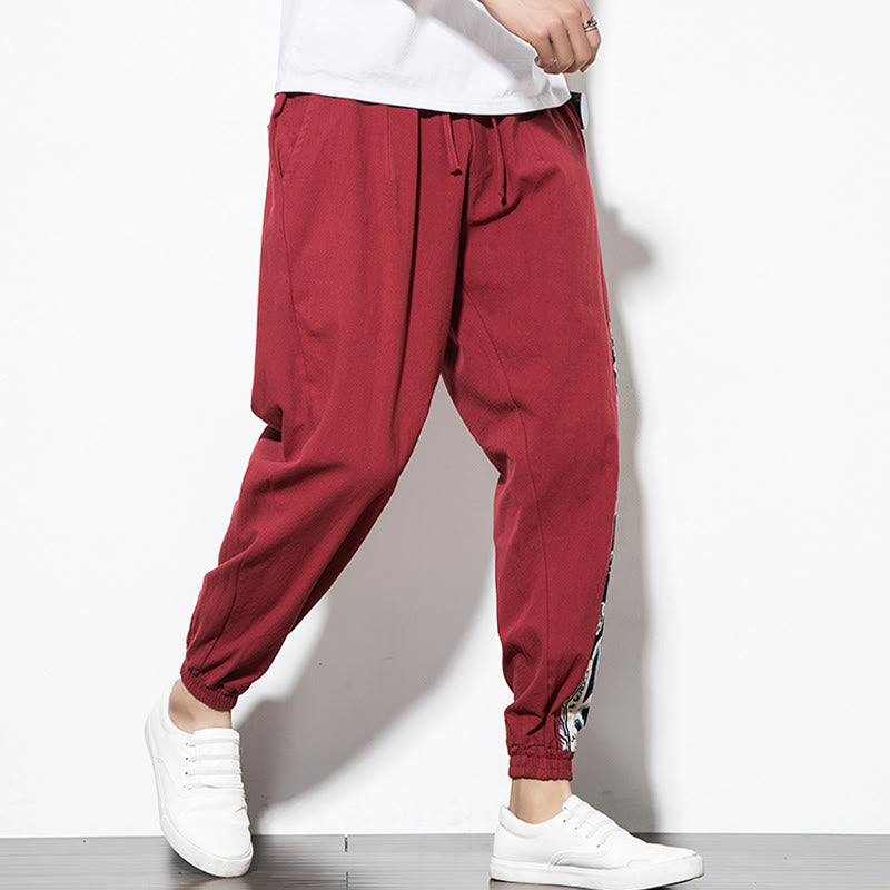 Buddha Stones Summer Dragon Waves Cotton Men's Pants With Pockets - image 24