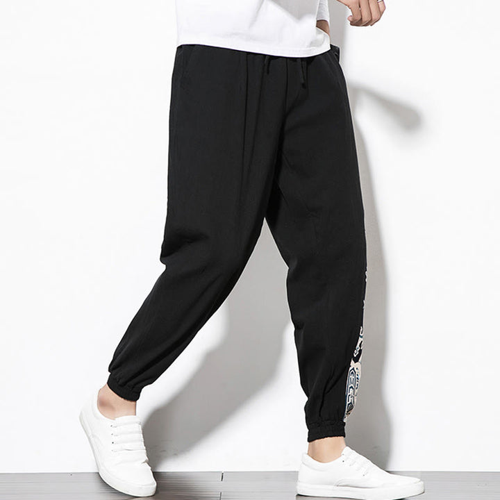 Buddha Stones Summer Dragon Waves Cotton Men's Pants With Pockets - image 10