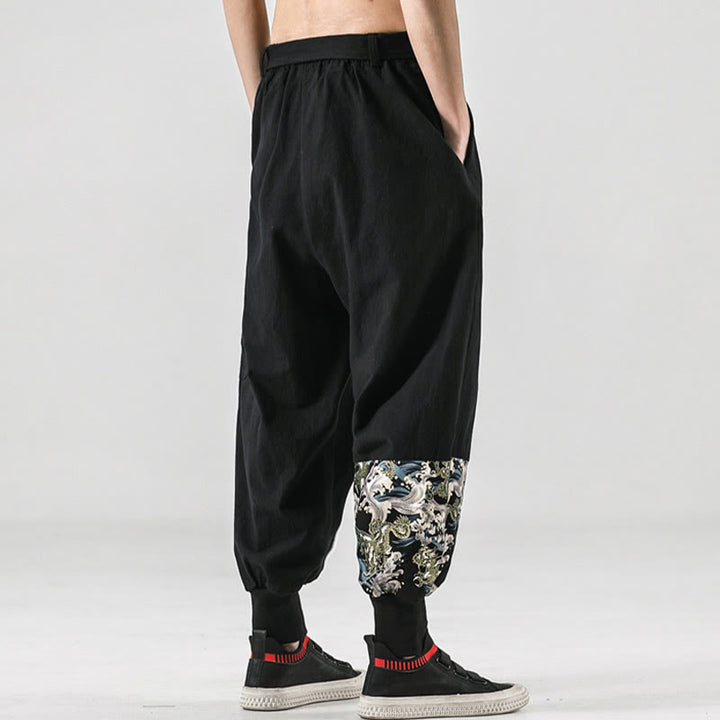 Buddha Stones Ocean Waves Lace-up Men's Harem Pants With Pockets - image 2