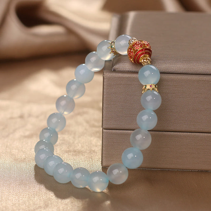 Buddha Stones Natural Aquamarine Flower Bead Healing Bracelet