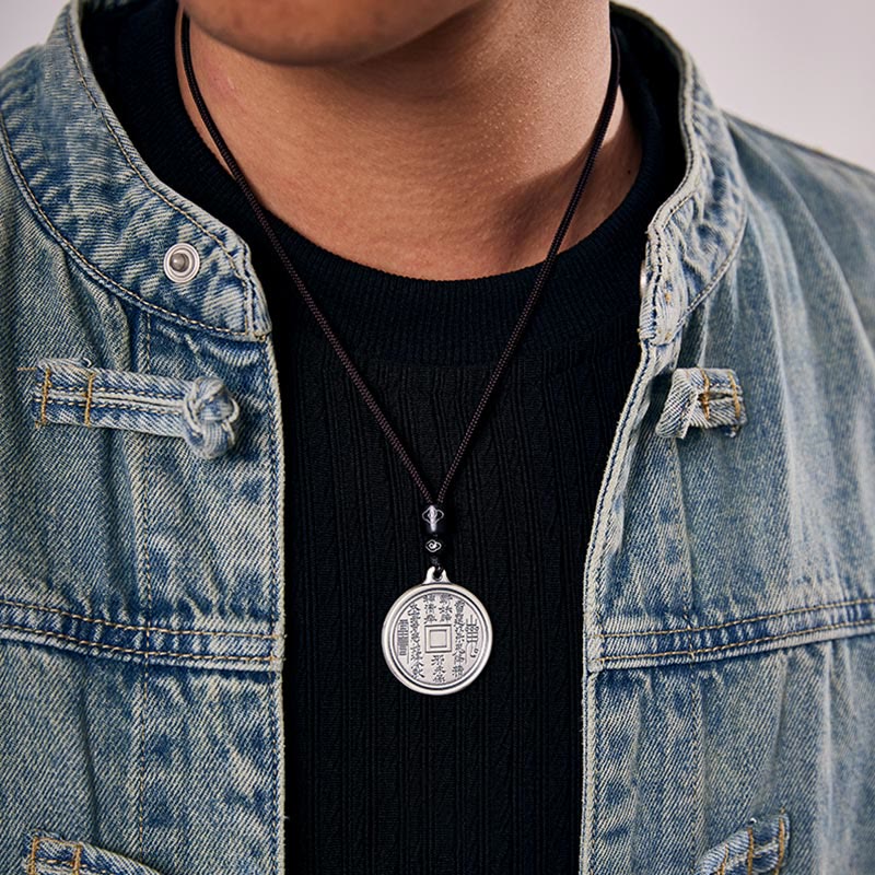 Buddha Stones 999 Sterling Silver Tai Chi Yin Yang Bagua Design Mountain Ghosts Spend Money Necklace Pendant - image 4