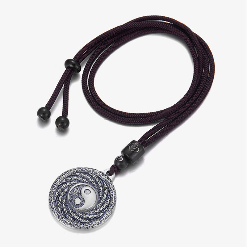 Buddha Stones 999 Sterling Silver Tai Chi Yin Yang Bagua Design Mountain Ghosts Spend Money Necklace Pendant - image 2