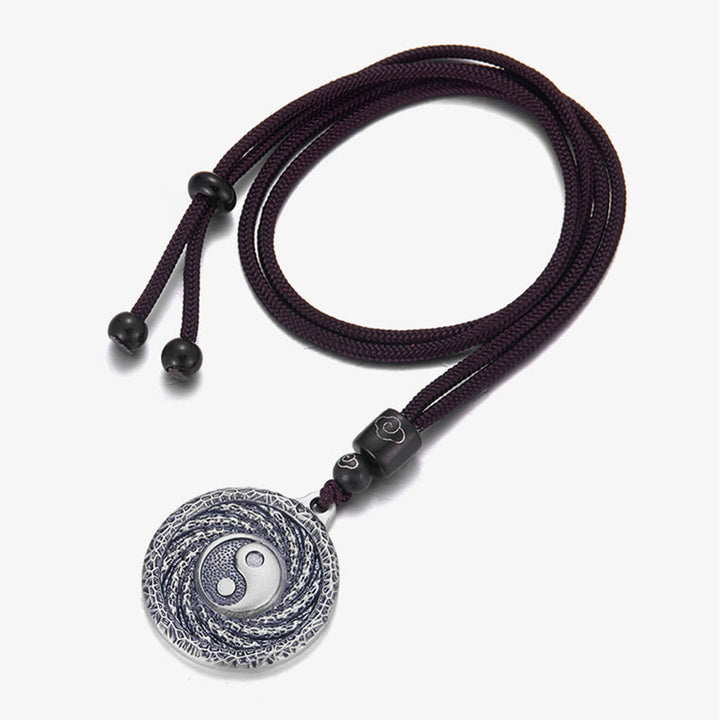 Buddha Stones 999 Sterling Silver Tai Chi Yin Yang Bagua Design Mountain Ghosts Spend Money Necklace Pendant - image 2