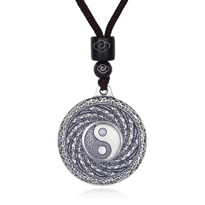 Buddha Stones 999 Sterling Silver Tai Chi Yin Yang Bagua Design Mountain Ghosts Spend Money Necklace Pendant