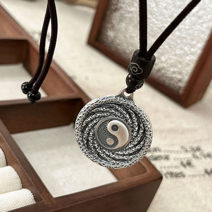 Buddha Stones 999 Sterling Silver Tai Chi Yin Yang Bagua Design Mountain Ghosts Spend Money Necklace Pendant - image 14