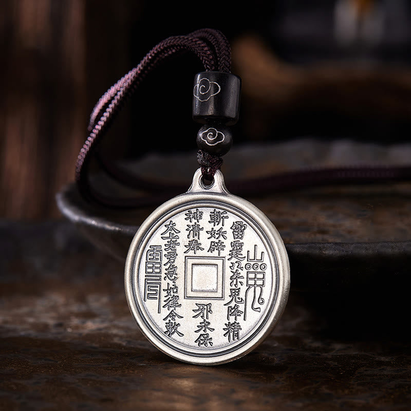 Buddha Stones 999 Sterling Silver Tai Chi Yin Yang Bagua Design Mountain Ghosts Spend Money Necklace Pendant - image 3