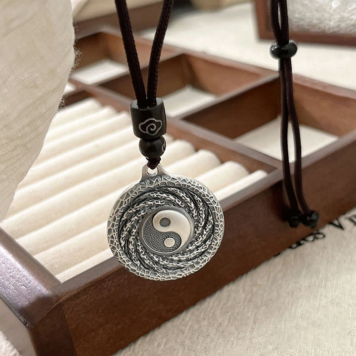 Buddha Stones 999 Sterling Silver Tai Chi Yin Yang Bagua Design Mountain Ghosts Spend Money Necklace Pendant - image 16