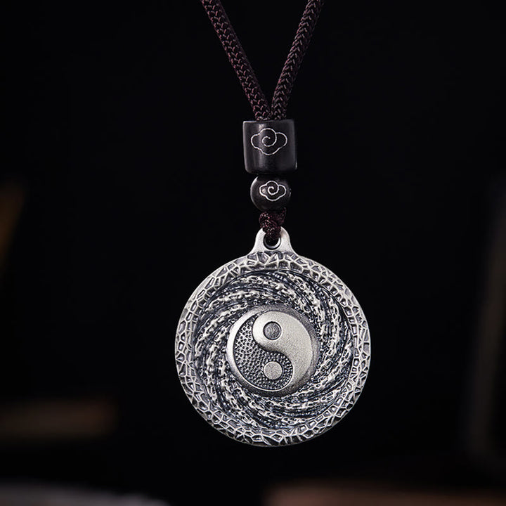 Buddha Stones 999 Sterling Silver Tai Chi Yin Yang Bagua Design Mountain Ghosts Spend Money Necklace Pendant