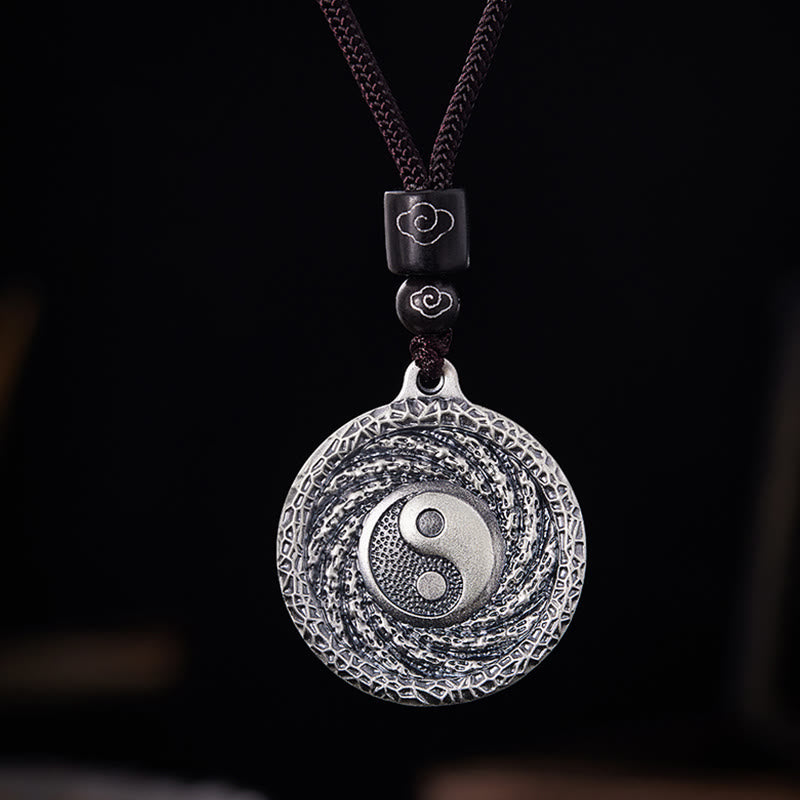 Buddha Stones 999 Sterling Silver Tai Chi Yin Yang Bagua Design Mountain Ghosts Spend Money Necklace Pendant - image 21