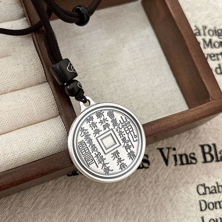Buddha Stones 999 Sterling Silver Tai Chi Yin Yang Bagua Design Mountain Ghosts Spend Money Necklace Pendant - image 19
