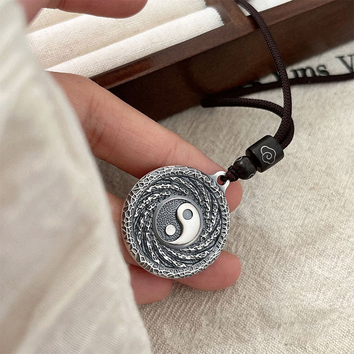 Buddha Stones 999 Sterling Silver Tai Chi Yin Yang Bagua Design Mountain Ghosts Spend Money Necklace Pendant - image 17