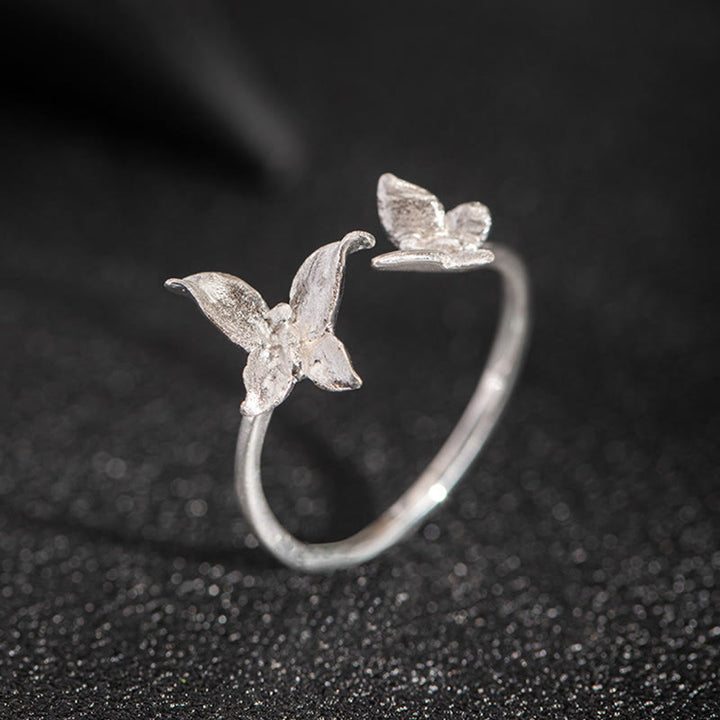 Buddha Stones 925 Sterling Silver Butterfly Love Ring - Silver - image 2