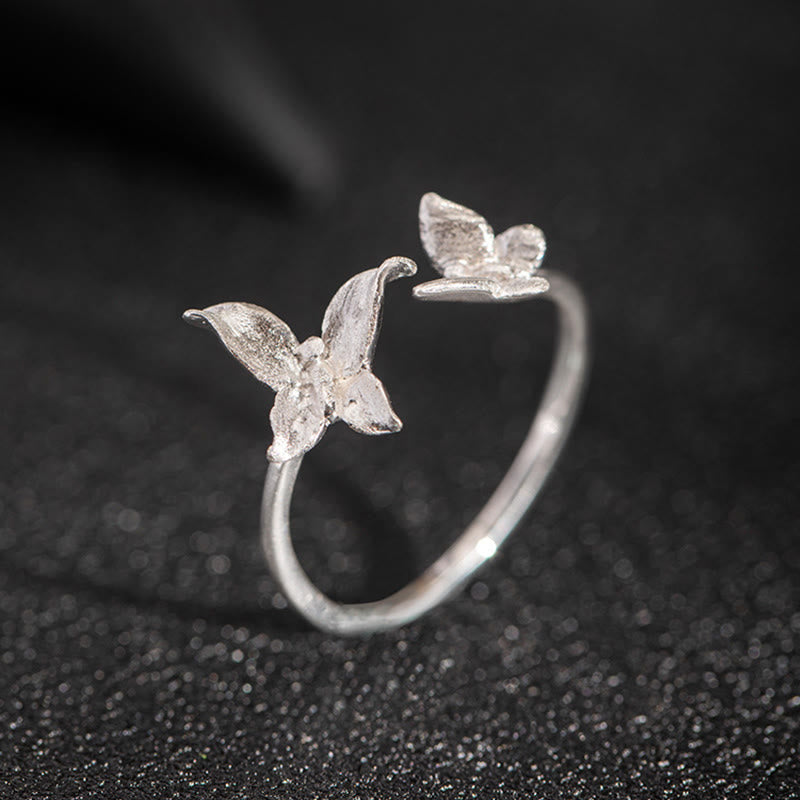 Buddha Stones 925 Sterling Silver Butterfly Love Ring