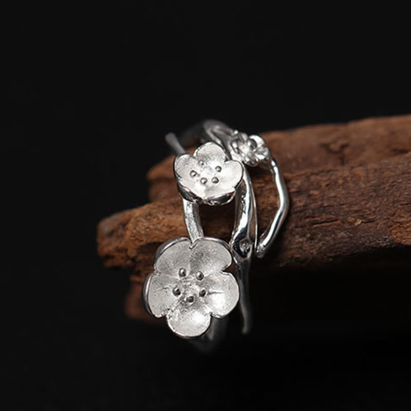 Buddha Stones 925 Sterling Silver Plum Bossom Balance Ring - image 6
