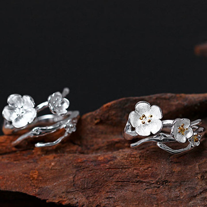 Buddha Stones 925 Sterling Silver Plum Bossom Balance Ring - image 13