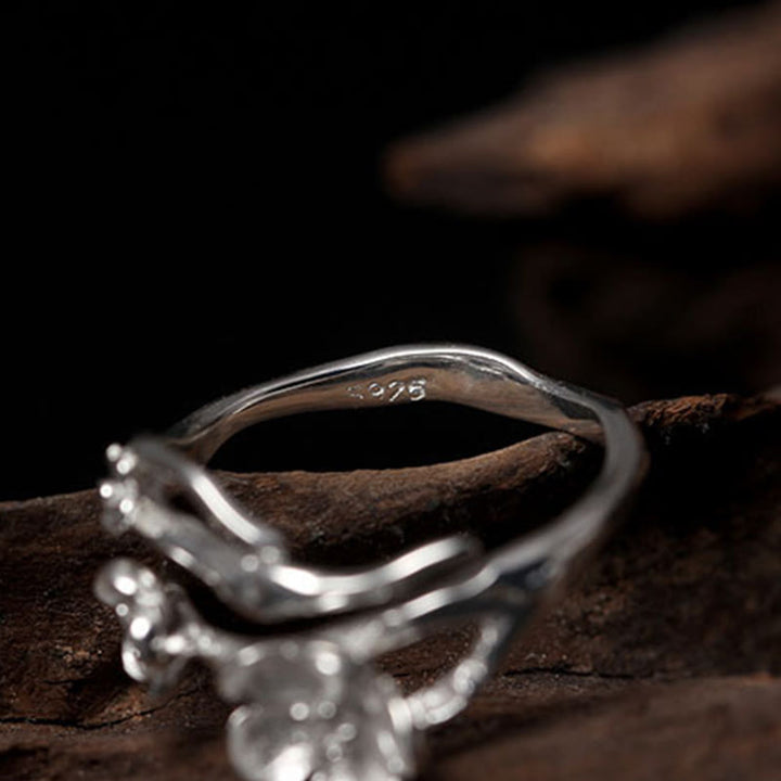 Buddha Stones 925 Sterling Silver Plum Bossom Balance Ring - image 16