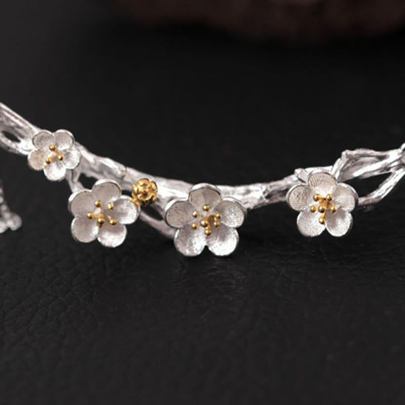 Buddha Stones 925 Sterling Silver Plum Bossom Protection Necklace Pendant - image 10