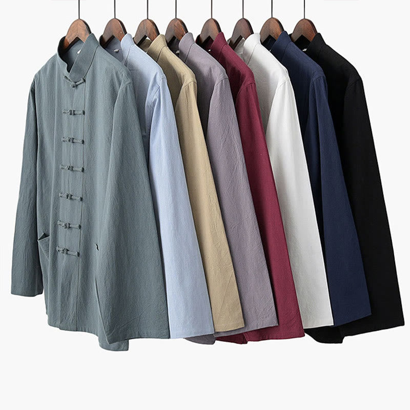 Buddha Stones Frog-Button Tang Long Sleeve Shirt Pants Men's Suit - image 30