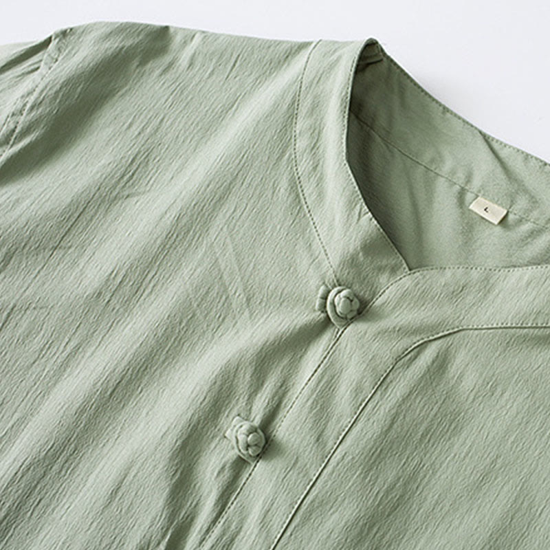 Buddha Stones Frog-Button Three Quarter Sleeve Shirt Pants Men's Suit - image 12