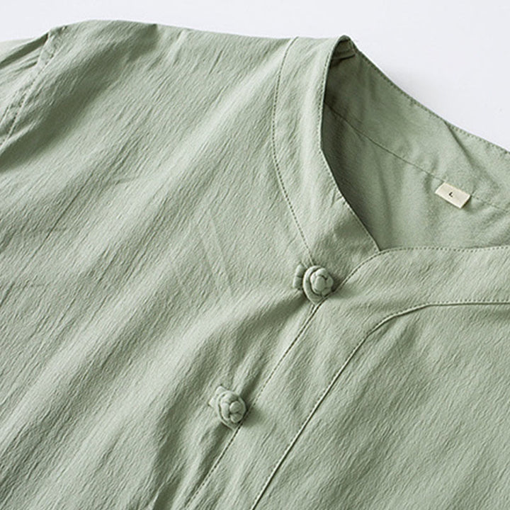 Buddha Stones Frog-Button Three Quarter Sleeve Shirt Pants Men's Suit - image 12