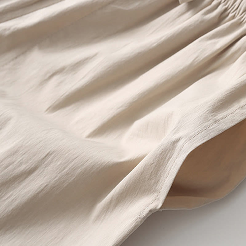 Buddha Stones Tang Frog-Button Three Quarter Sleeve Shirt Wide Leg Pants Cotton Linen Men's Suit - image 15