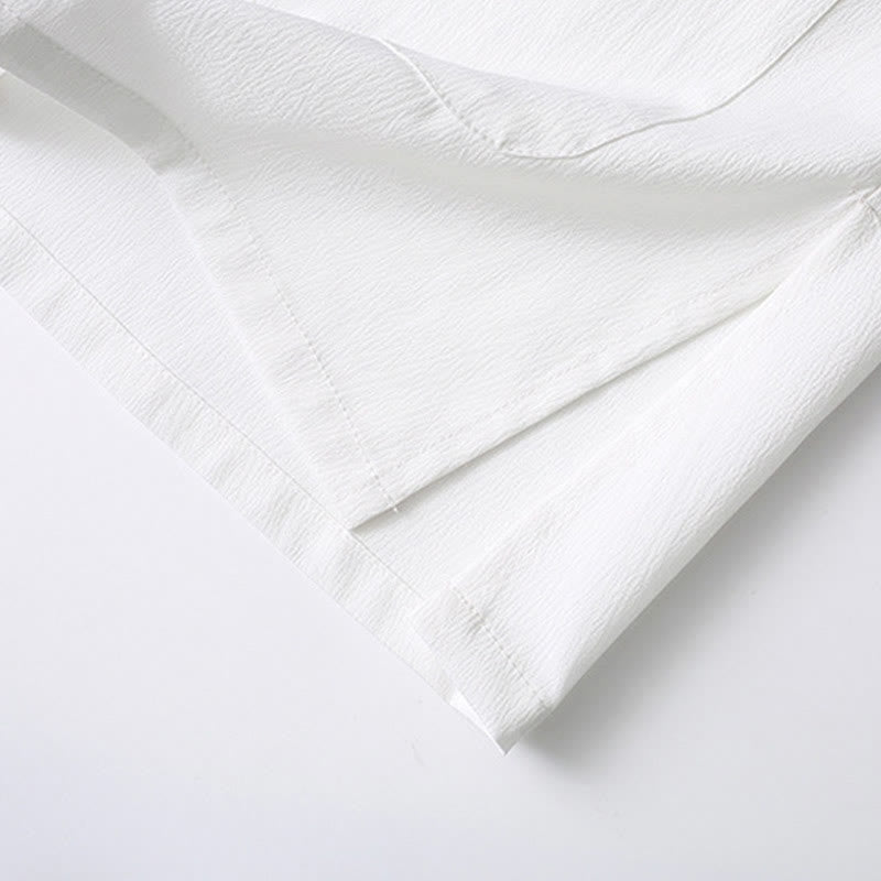 Buddha Stones Tang Frog-Button Short Sleeve Shirt Wide Leg Pants Men's Suit - image 11