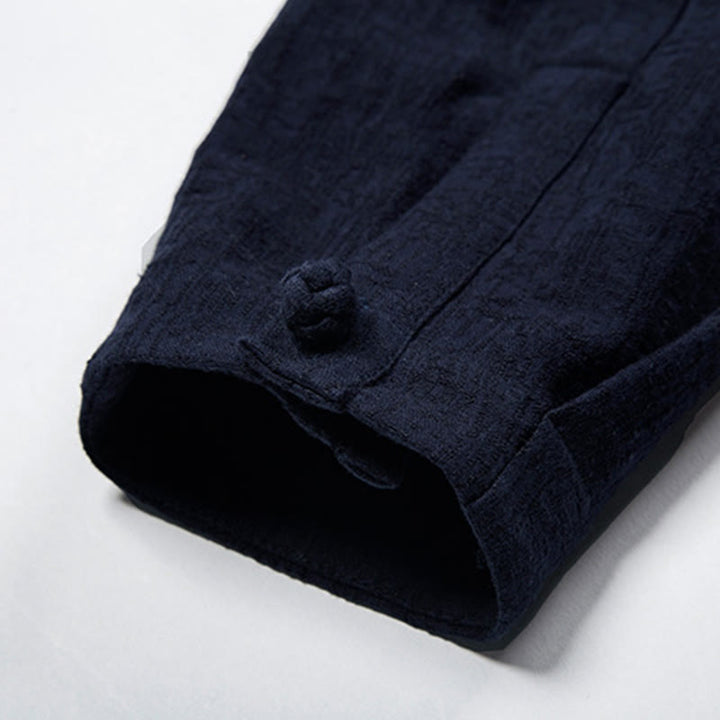 Buddha Stones Solid Color Chinese Tang Suit Cotton Linen Jacket Men Clothing - image 17