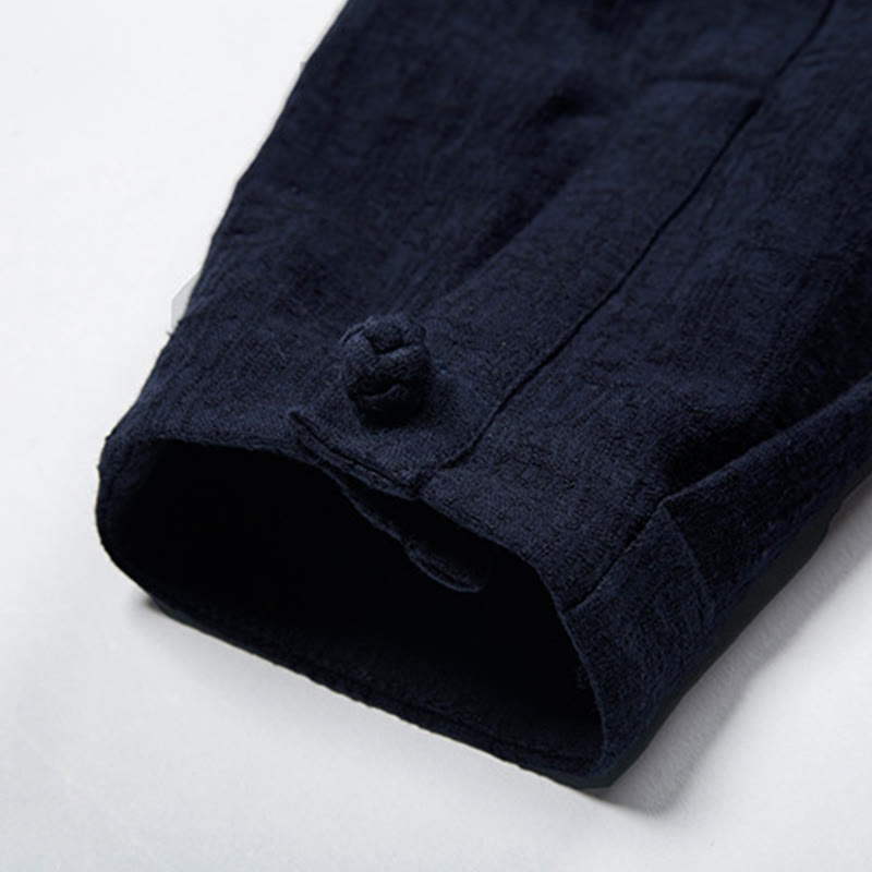 Buddha Stones Solid Color Chinese Tang Suit Cotton Linen Jacket Men Clothing - image 19