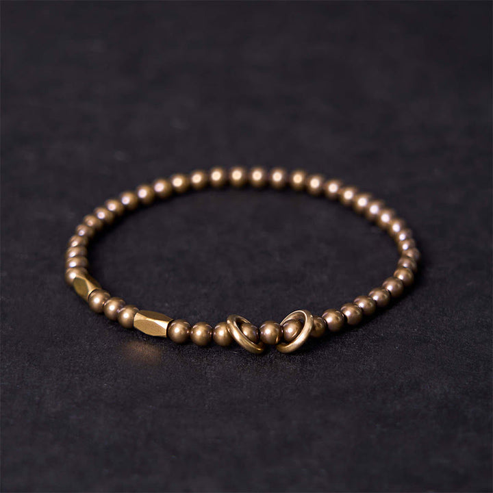 Buddha Stones Wealth Self Care Copper Brass Beads Design Couple Bracelet - Brass - 20-21cm - image 0