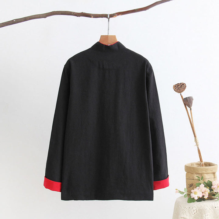 Buddha Stones Tang Frog-Button Long Sleeve Shirt Cotton Linen Men's Clothing - image 13