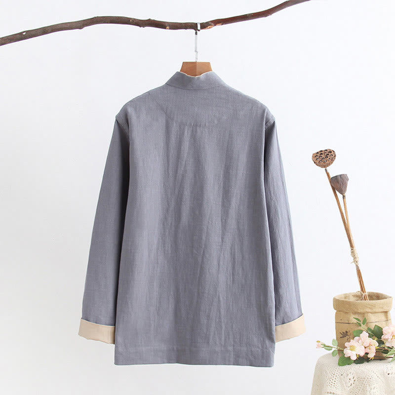 Buddha Stones Tang Frog-Button Long Sleeve Shirt Cotton Linen Men's Clothing - image 9