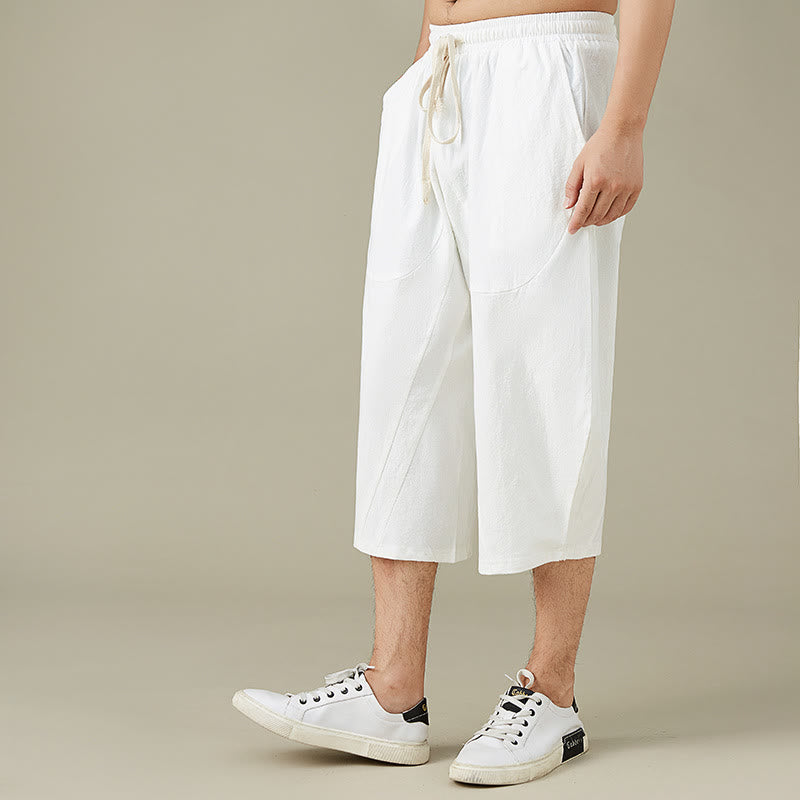 Buddha Stones Casual Solid Color Leisure Cotton Men's Tapered Pants With Pockets - image 2