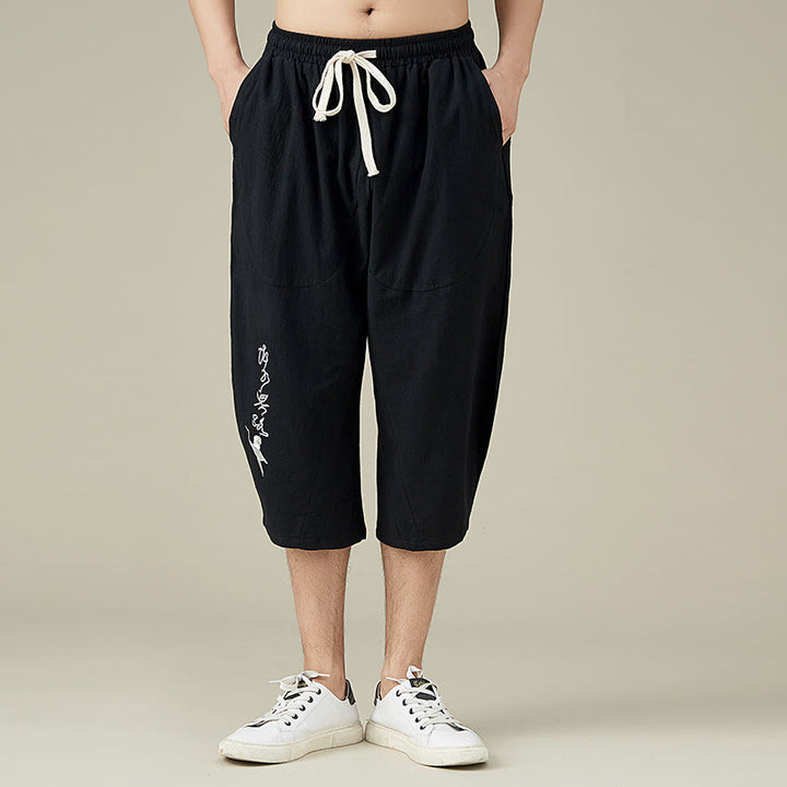 Buddha Stones Casual Solid Color Leisure Cotton Men's Tapered Pants With Pockets - Black - US/UK/AU54，EU64 (9XL) - image 5