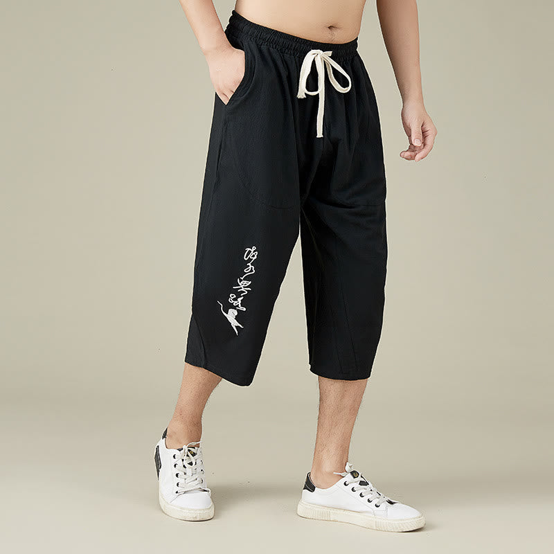Buddha Stones Casual Solid Color Leisure Cotton Men's Tapered Pants With Pockets - image 6