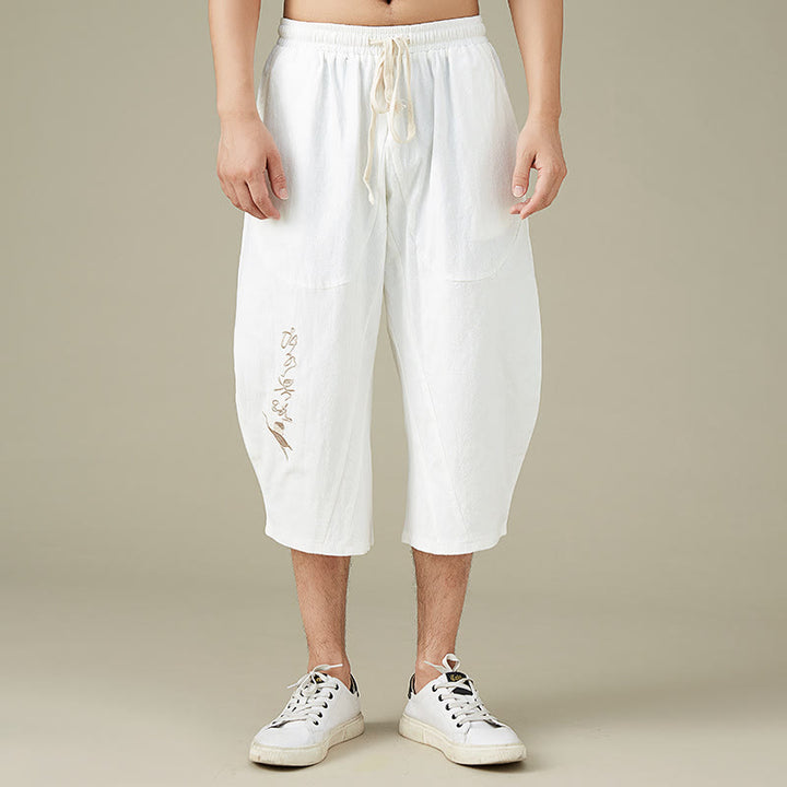 Buddha Stones Casual Solid Color Leisure Cotton Men's Tapered Pants With Pockets - White - US/UK/AU54，EU64 (9XL) - image 0