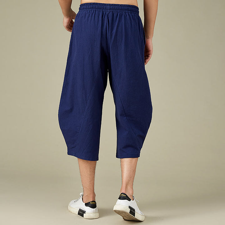 Buddha Stones Casual Solid Color Men's Straight Leg Shorts With Pockets Leisure Cotton Men's Pants - image 14