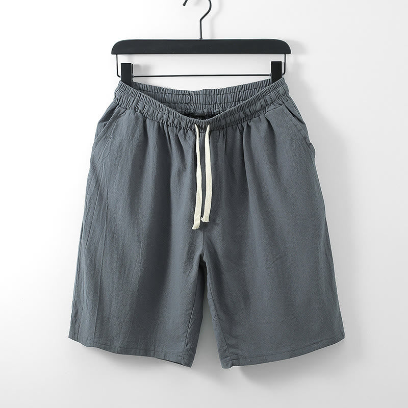 Buddha Stones Casual Solid Color Men's Straight Shorts With Pockets Cotton Shorts Men's Pants - Gray - US/UK/AU54，EU64 (9XL) - image 1